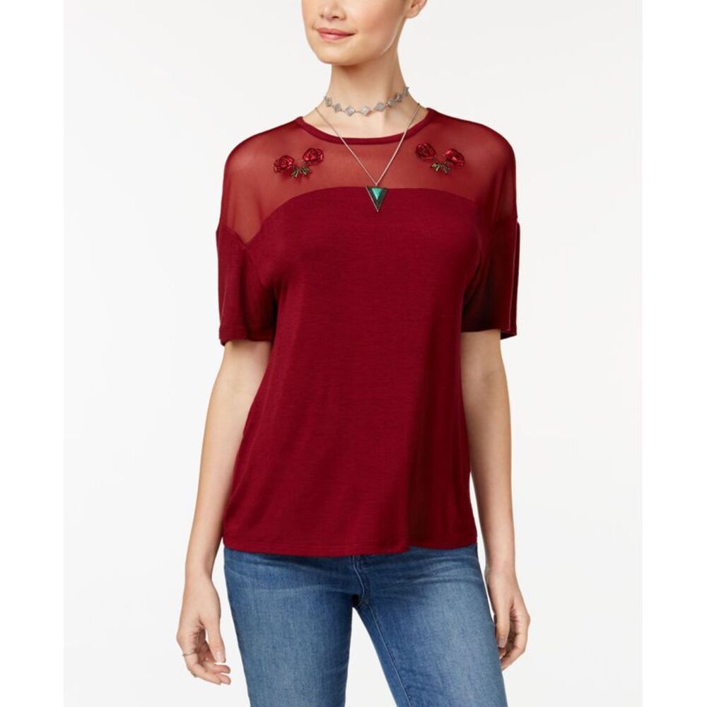 Rebellious One Juniors Mesh Yoke T-Shirt